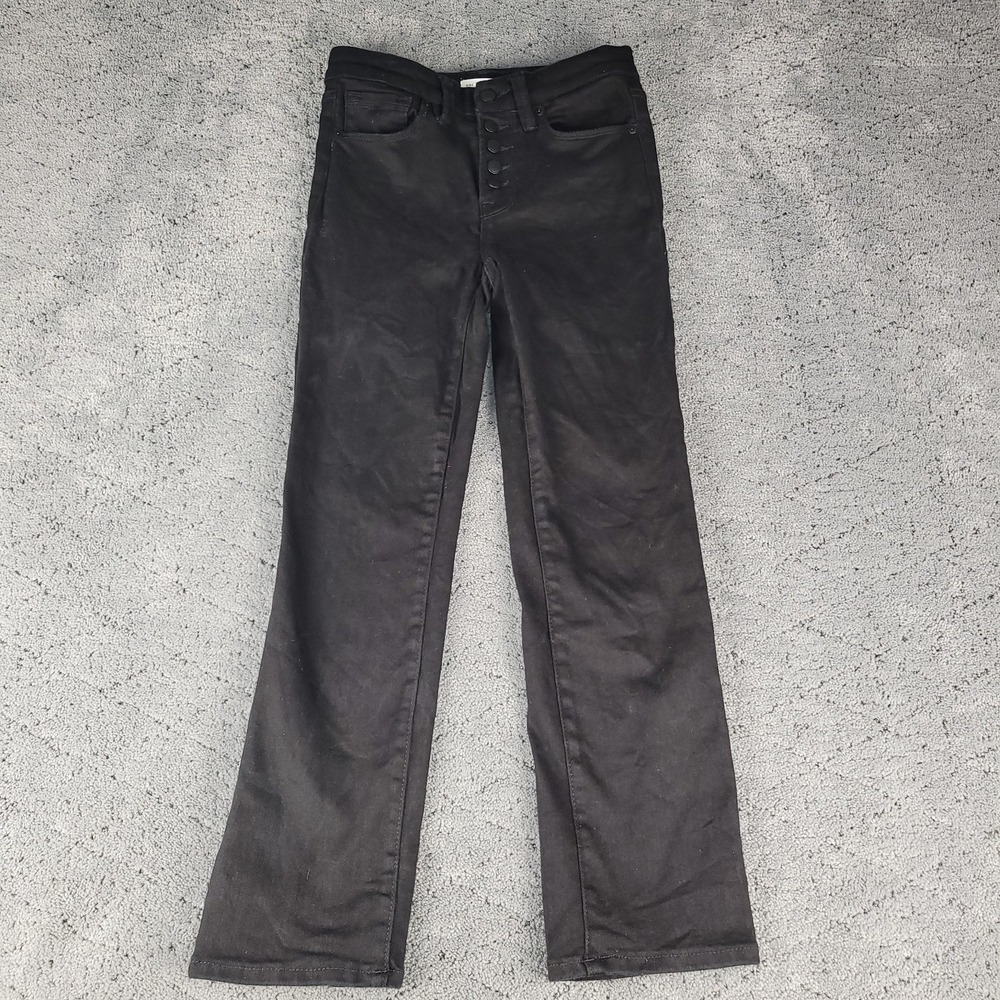 Good American Jeans Womens 2 Black Good Legs Straight Button Fly Stretch Denim - Picture 1 of 6